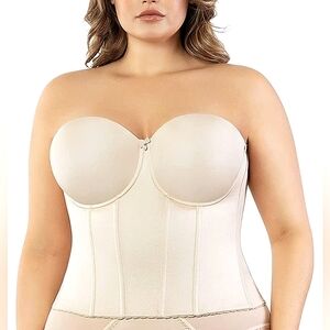 Strapless Longline Bustier in Cream - Women's Intimates